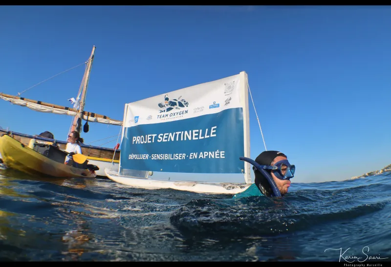 Mission Projet Sentinelle Marseille — Kayak boudmer — © Karim Saari, photographe sous-marin Marseille