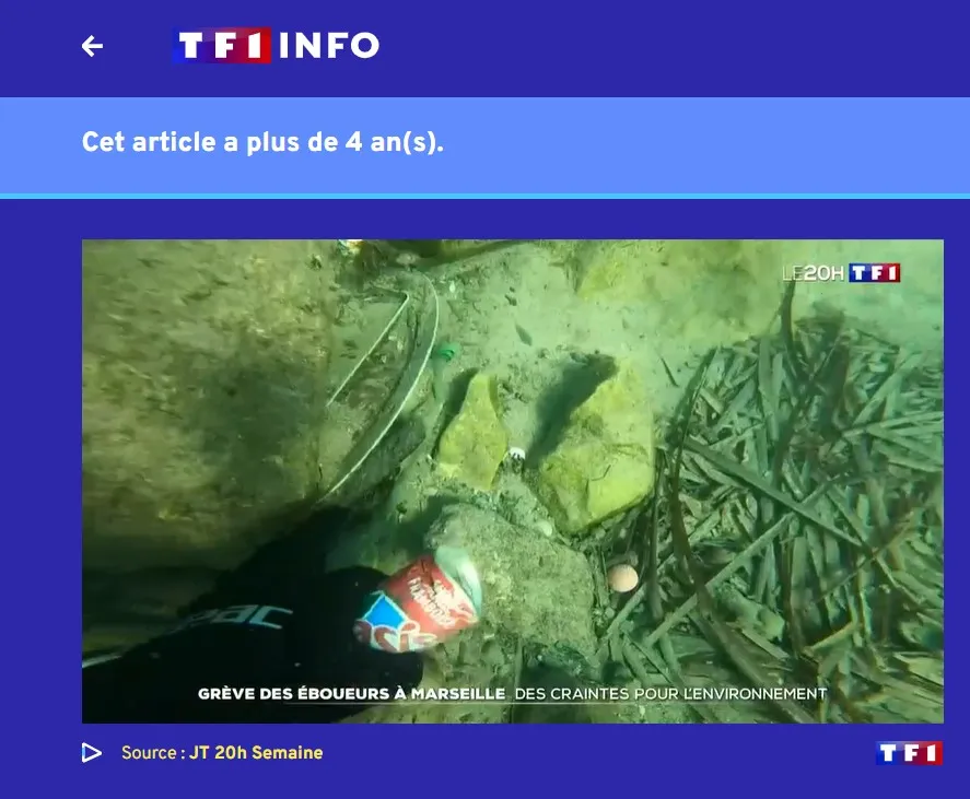 Karim Saari plongeur — reportage TF1 sur la grève des éboueurs à Marseille et les craintes pour l'environnement