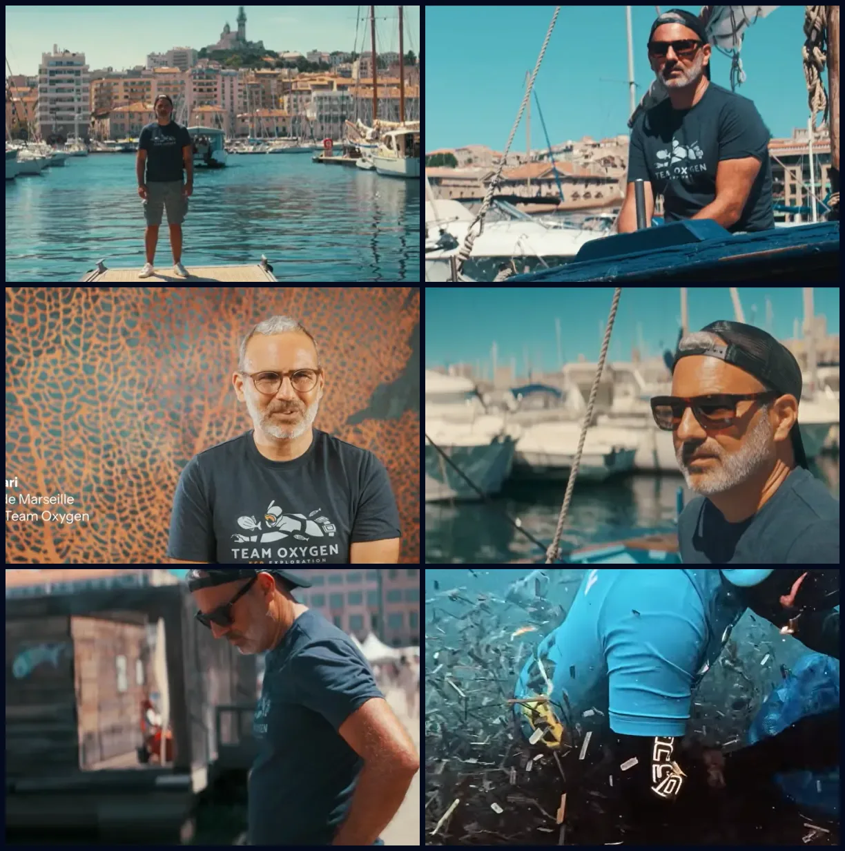Mosaïque du court-métrage Fondation Green-Got — Karim Saari et Team Oxygen, dépollution en Méditerranée à Marseille