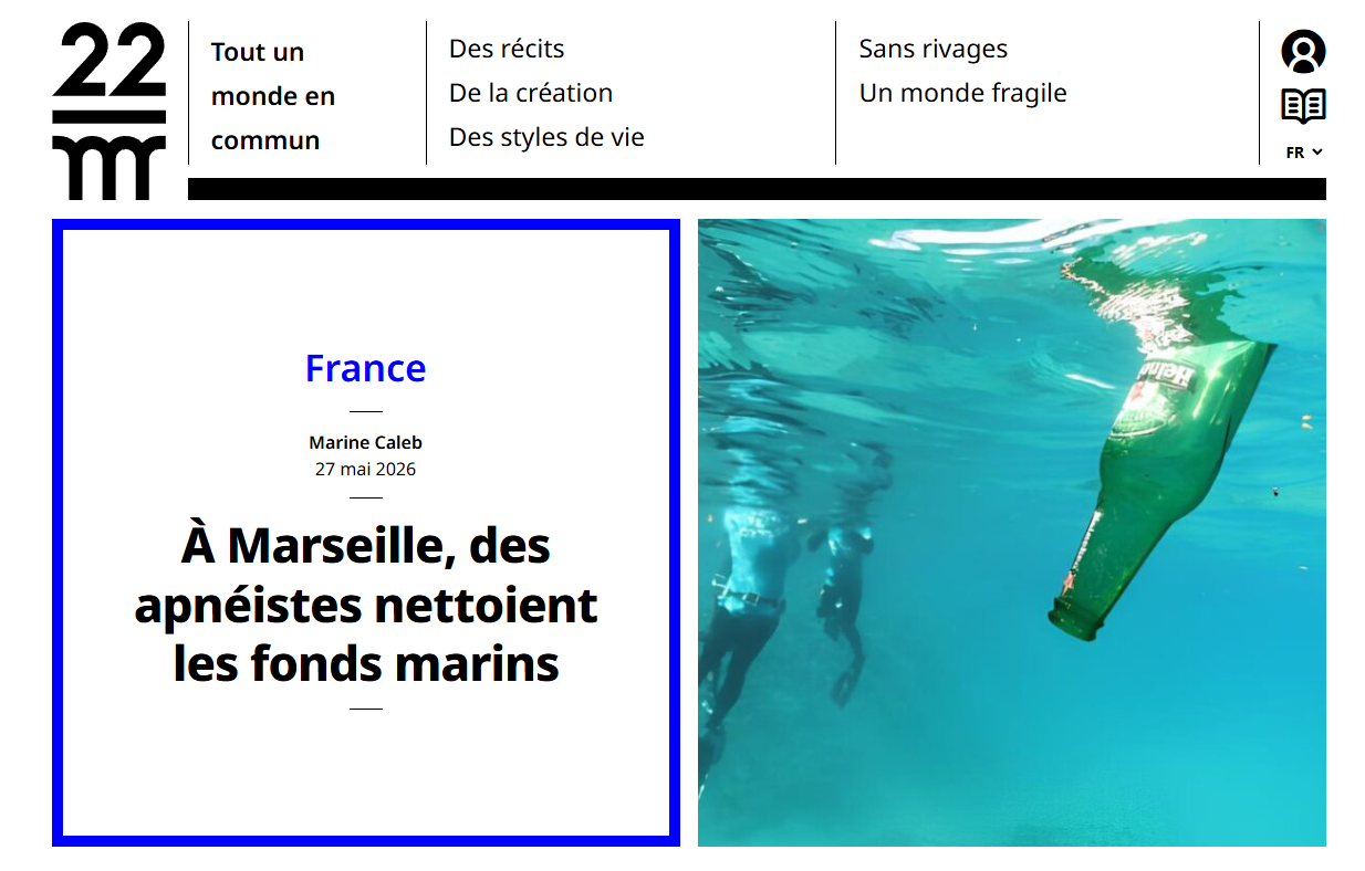 22 Mille — À Marseille, des apnéistes nettoient les fonds marins