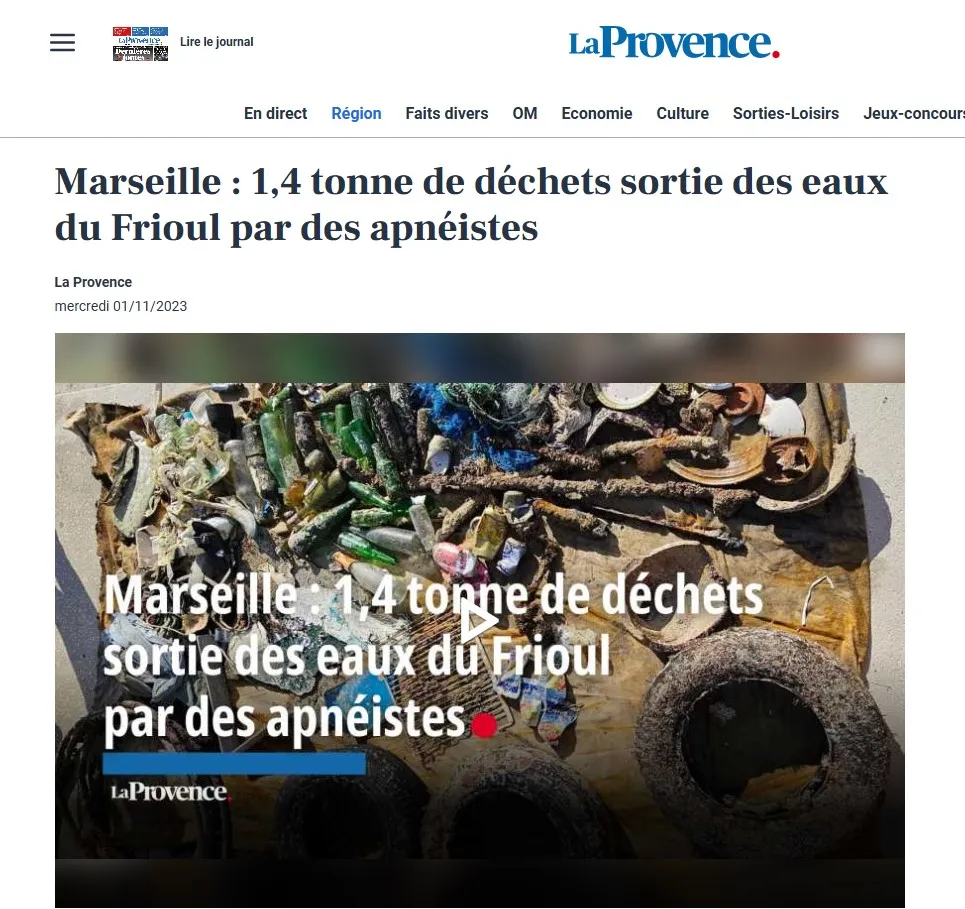 La Provence — Marseille : 1,4 tonnes de déchets sorties des eaux du Frioul par des apnéistes